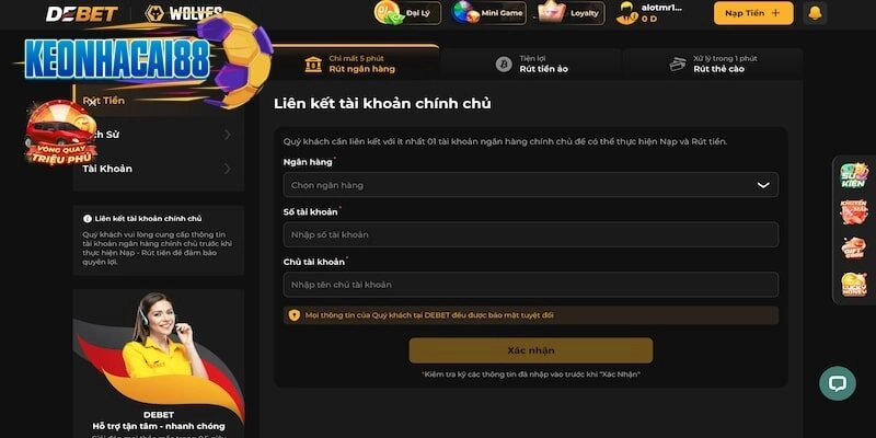 Debet luôn thanh toán tiền thưởng thần tốc