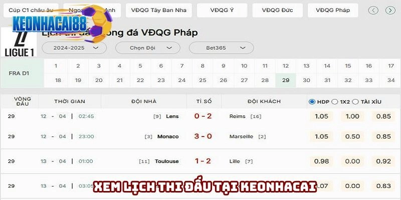 Xem lịch đá bóng tại Keonhacai tiết kiệm thời gian